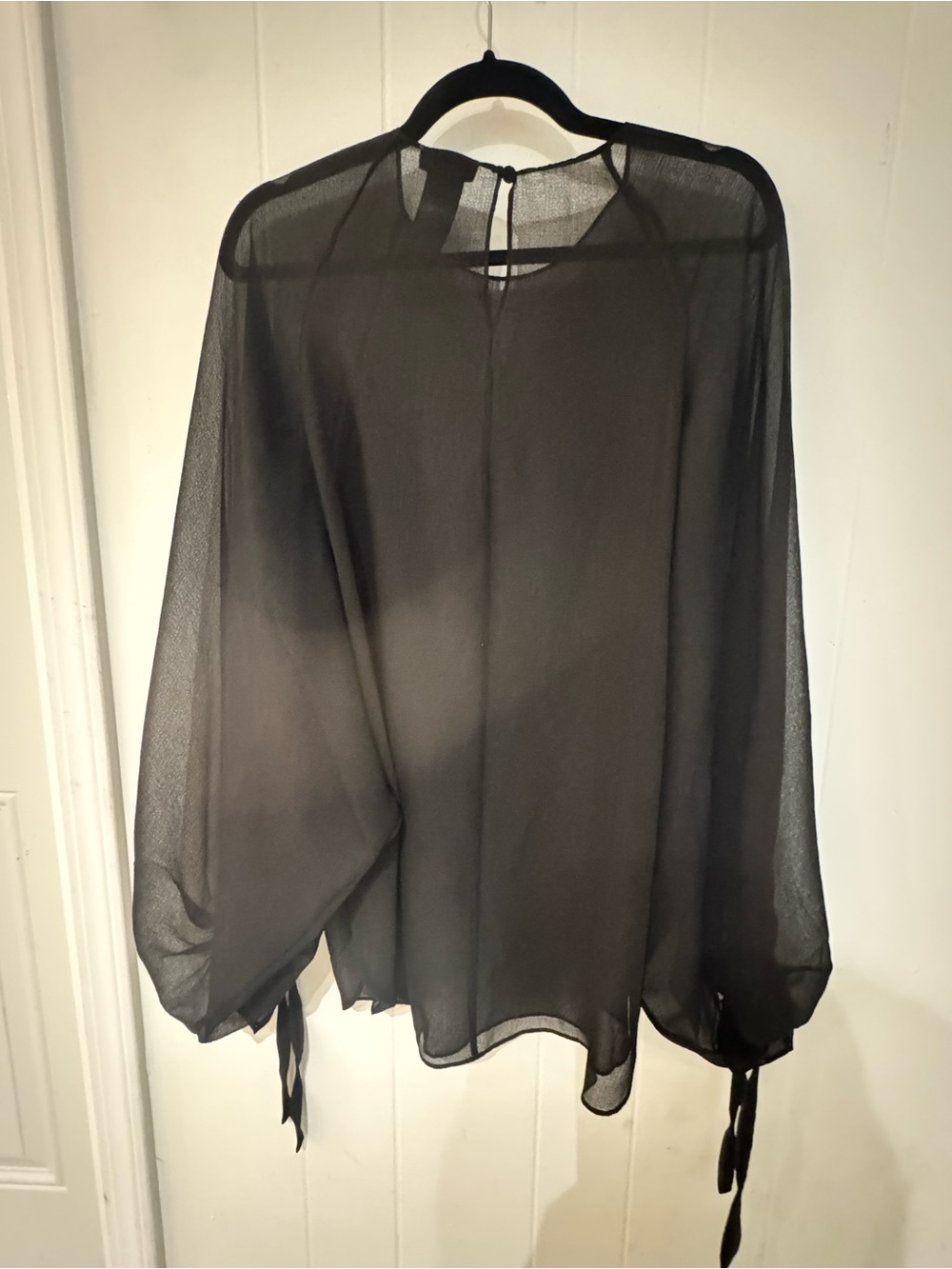 REISS Liv Black Sheer-Back Top - Picture 6 of 6